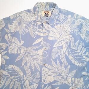 Kahuku Mens VTG Hawaiian Palm Shirt Short Sleeve 100% Cotton All over Print XL